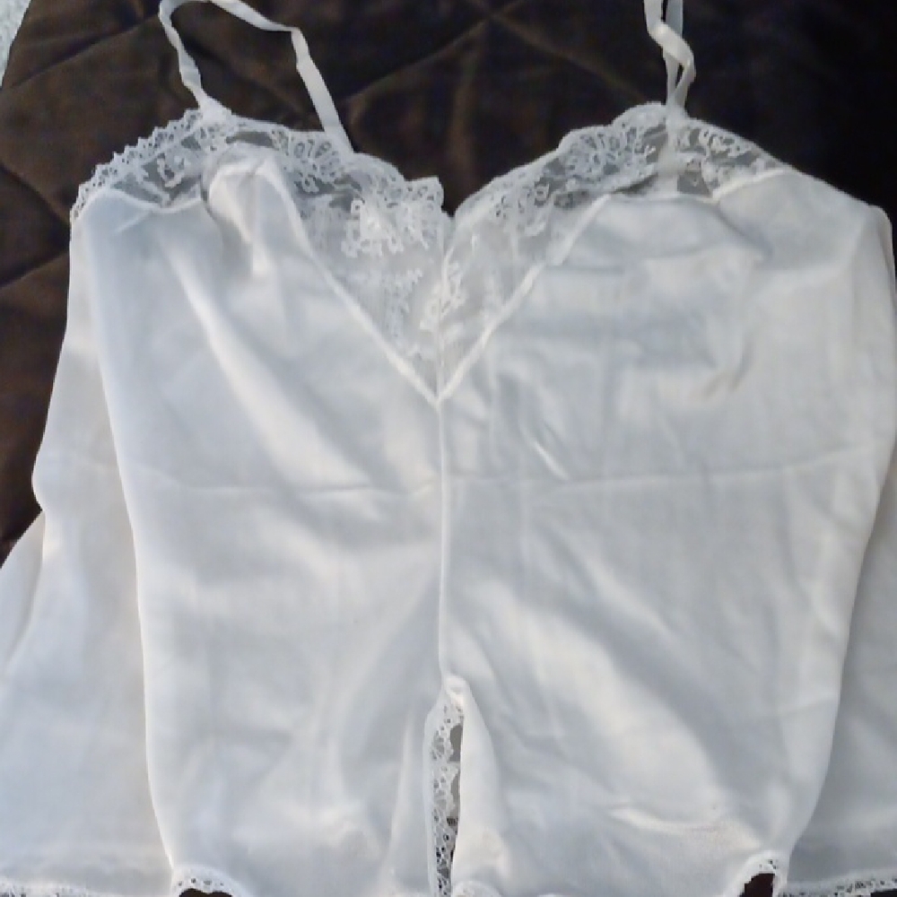 White Lace Trim Satin Camisole